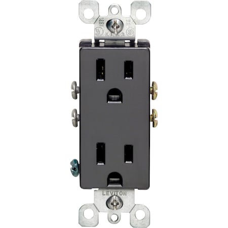 Leviton Duplex Straight Blade Receptacle, 5-15R, 15 A, 125V AC, 2 Pole, 3 Wire, Grounded 05325-0ES